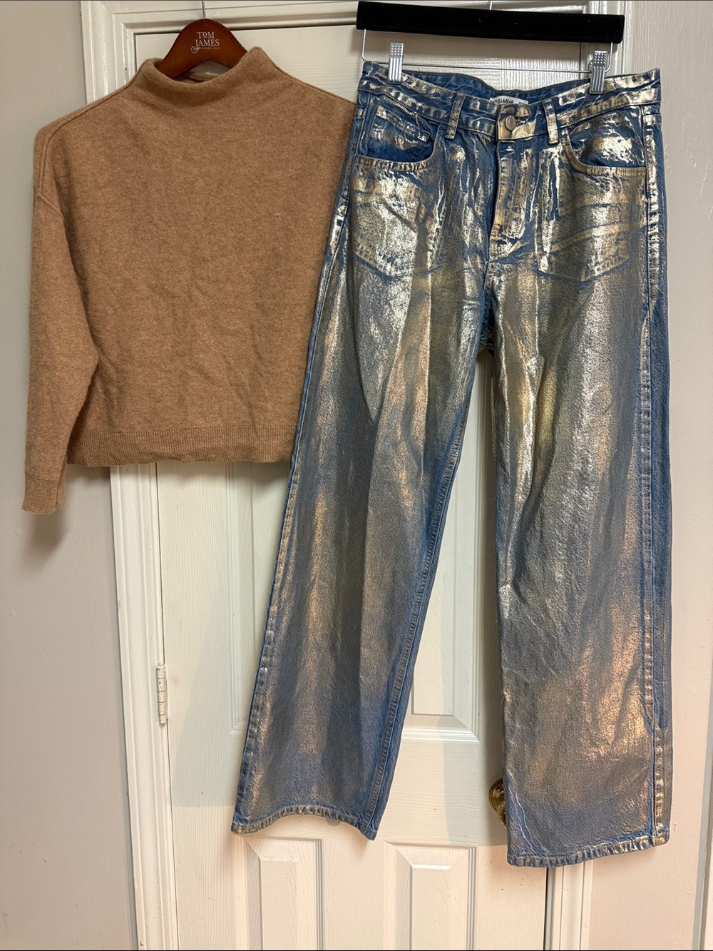 Pilcro Cropped Turtleneck Sweater in Camel